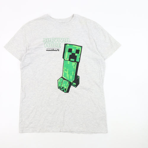 Minecraft Boys Grey T-Shirt 13-14 Years Graphic Print