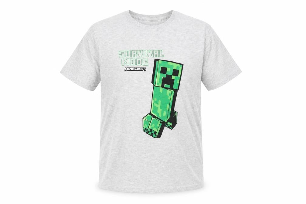 Front view of Minecraft boys’ grey t-shirt 13-14 years graphic print