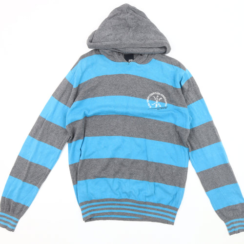 Jack & Jones Men's Blue Striped Hoodie - Medium
