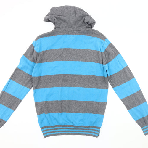 Jack & Jones Men's Blue Striped Hoodie - Medium