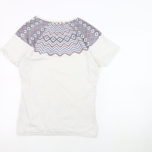 SC&CO Men's White Geometric Cotton T-Shirt, M