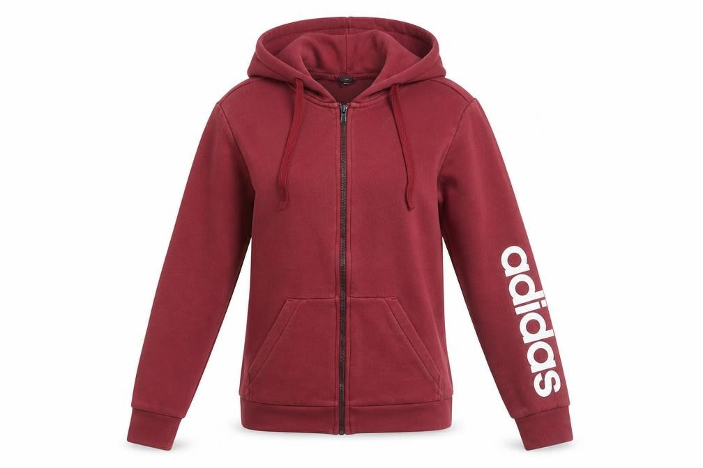 Front view of Adidas Women's Red Hooded Jacket S, Casual Wear