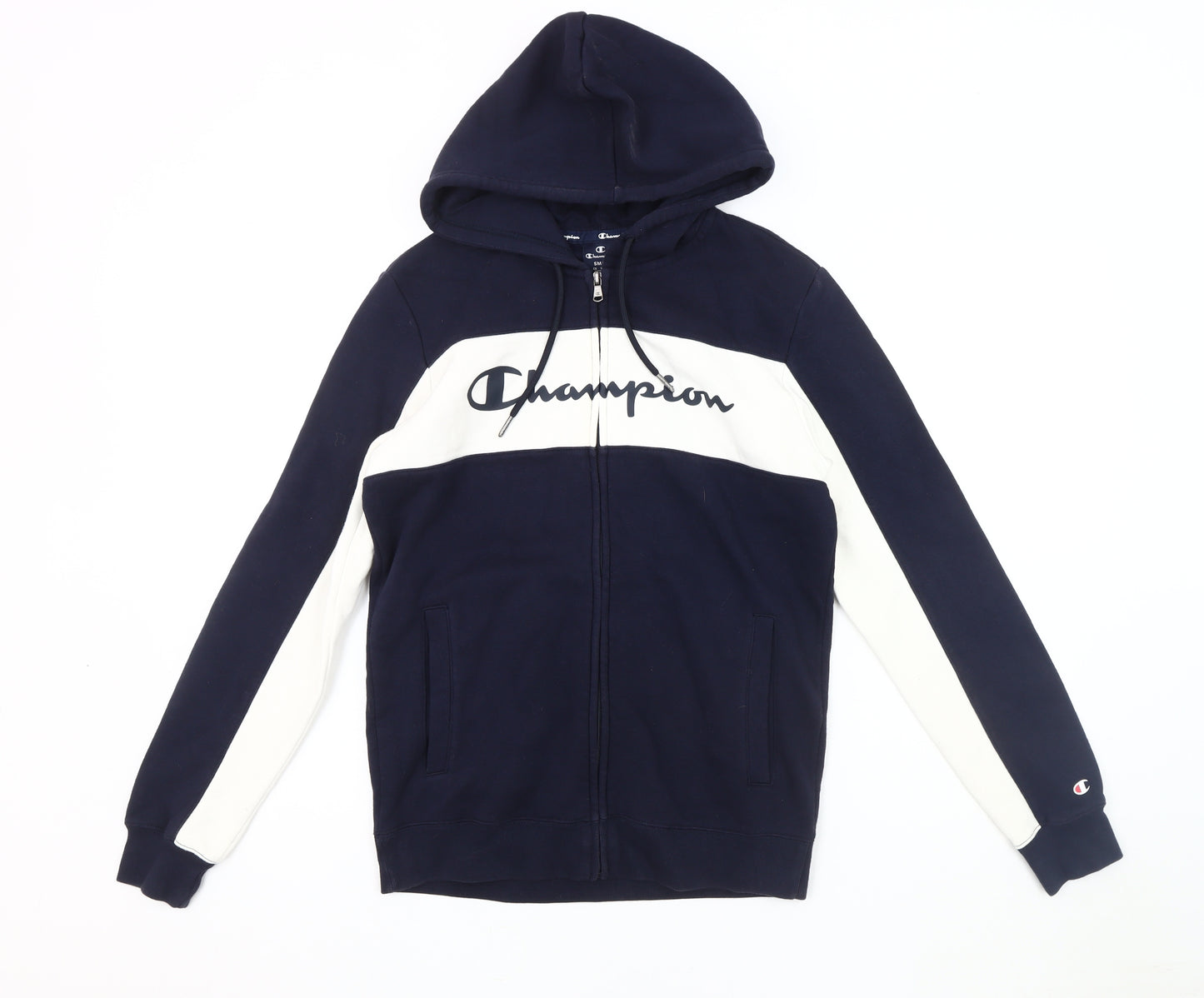 Champion Men's Blue Hooded Jacket S Logo Casual