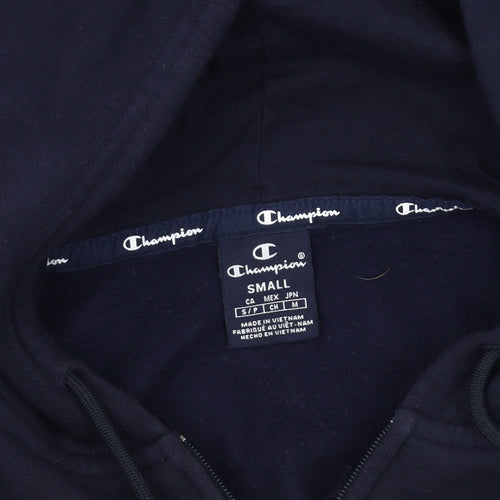 Champion Men's Blue Hooded Jacket S Logo Casual