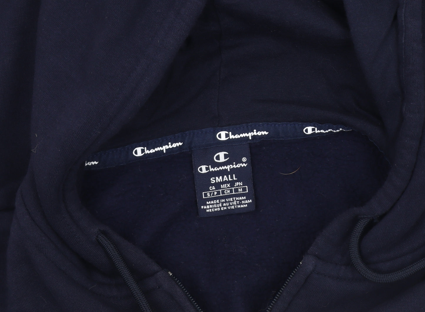 Champion Men's Blue Hooded Jacket S Logo Casual