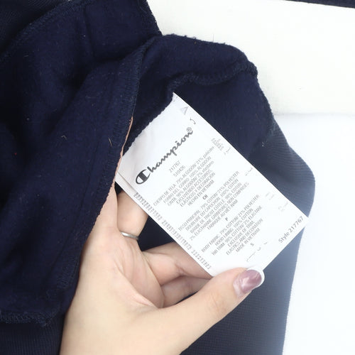 Champion Men's Blue Hooded Jacket S Logo Casual