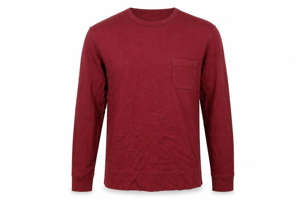 Front view of Jigsaw Men's Red jumper, size M, Crew Neck