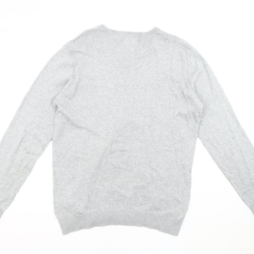 Jack & Jones Men's Grey V-Neck Pullover Jumper L