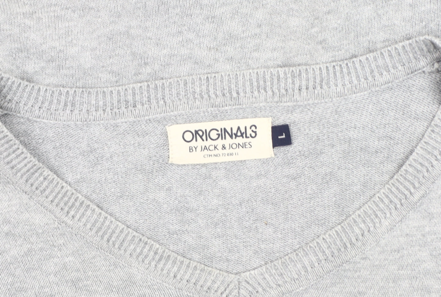 Jack & Jones Men's Grey V-Neck Pullover Jumper L