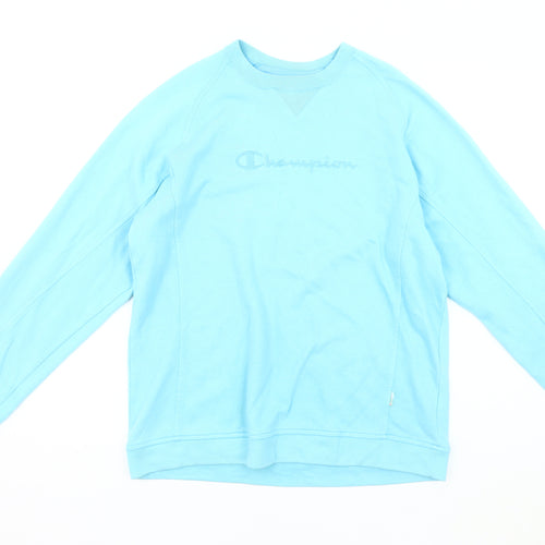 Champion Men's Blue Pullover Sweatshirt, Medium, Logo