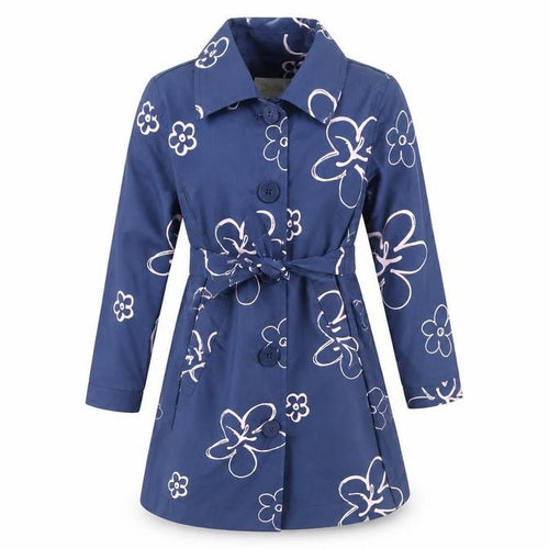 Joules Girls Blue Floral Trench Coat XS - Casual Spring Wear