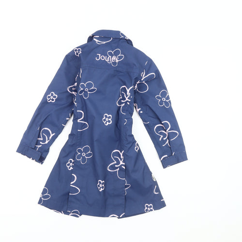 Joules Girls Blue Floral Trench Coat XS - Casual Spring Wear