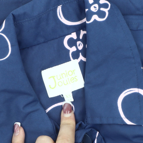 Joules Girls Blue Floral Trench Coat XS - Casual Spring Wear