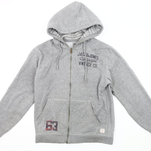 Jack & Jones Men’s Grey Hooded Jacket, Size M, Casual Wear