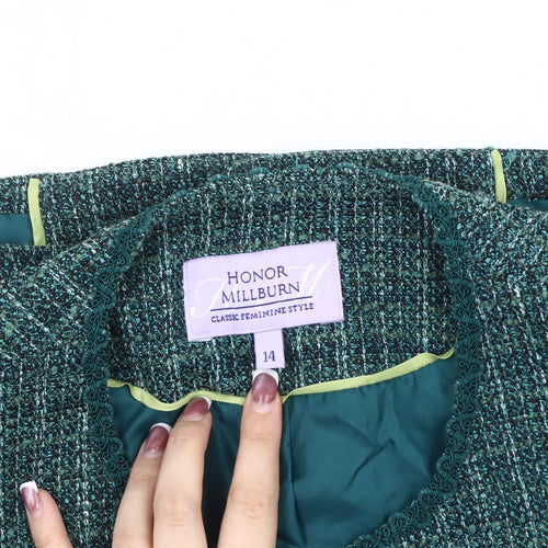 Honor Millburn Women's Green Tweed Jacket, Size 14