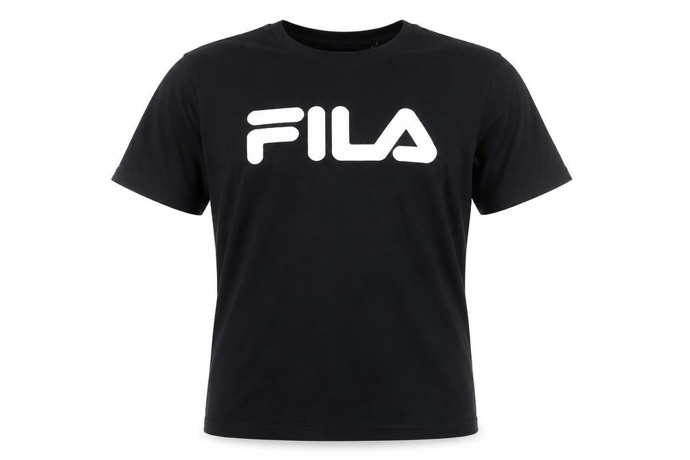 Front view of Fila Men's Black Crew Neck Logo T-Shirt, size M