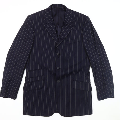 T.M. Lewin Men's Blue Striped Blazer 40L Classic