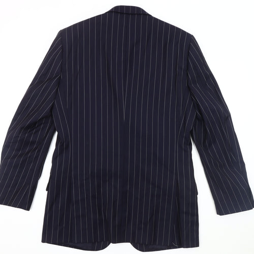 T.M. Lewin Men's Blue Striped Blazer 40L Classic