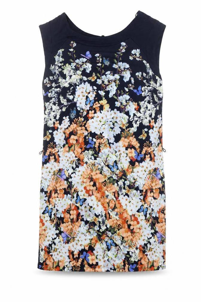 Front view of Monsoon Women's Multicoloured Floral Dress, UK 8