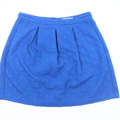 Boden Women's Blue Pleated Polka Dot Skirt Size S