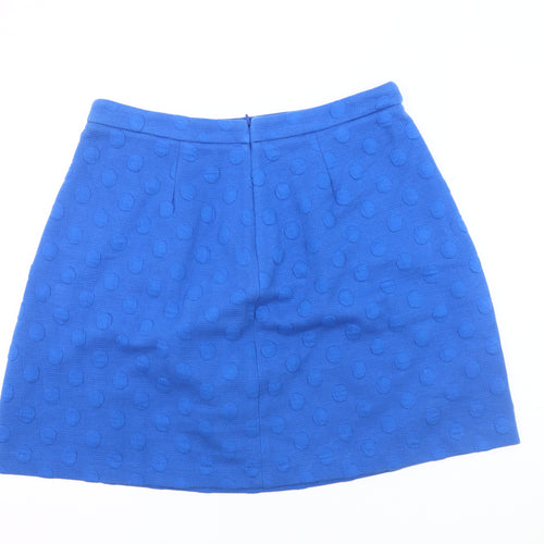 Boden Women's Blue Pleated Polka Dot Skirt Size S