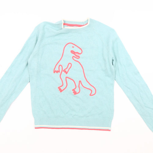Boden Blue Dinosaur Pullover Jumper for Girls 11-12 Years