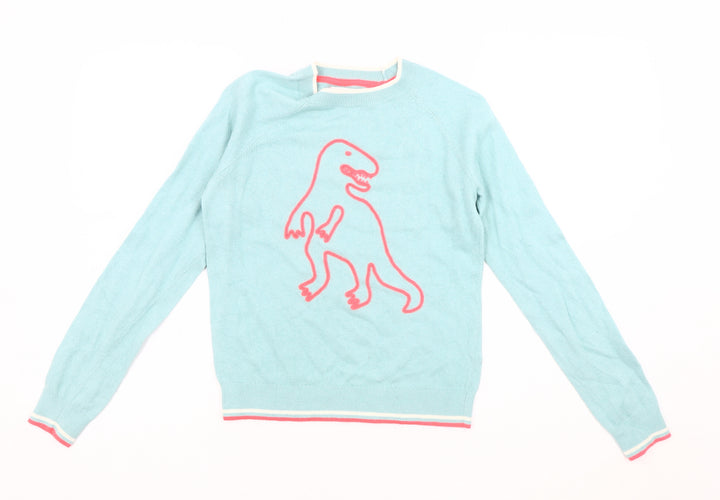 Boden Blue Dinosaur Pullover Jumper for Girls 11-12 Years