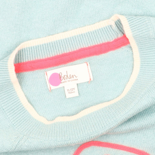 Boden Blue Dinosaur Pullover Jumper for Girls 11-12 Years
