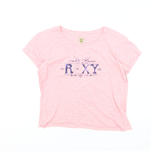 Roxy Women's Pink XL T-Shirt, Casual Short Sleeve