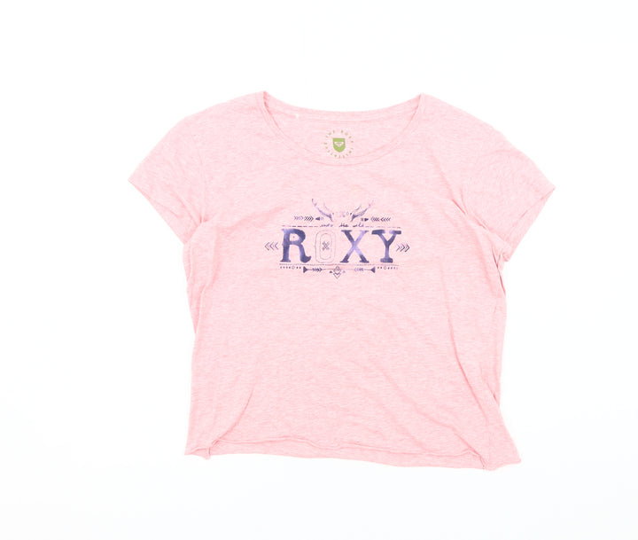 Roxy Women's Pink XL T-Shirt, Casual Short Sleeve