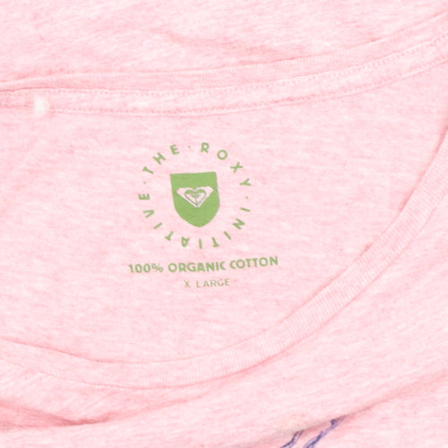 Roxy Women's Pink XL T-Shirt, Casual Short Sleeve