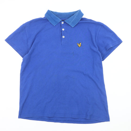 Lyle & Scott Men's Blue Polo Shirt - Size L