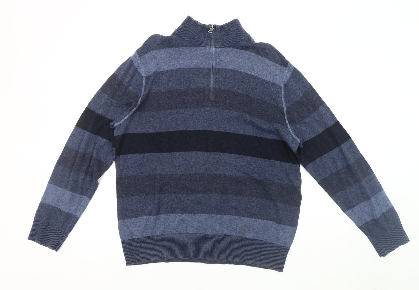 Banana Republic Men's Blue Striped 1/2 Zip Sweatshirt L