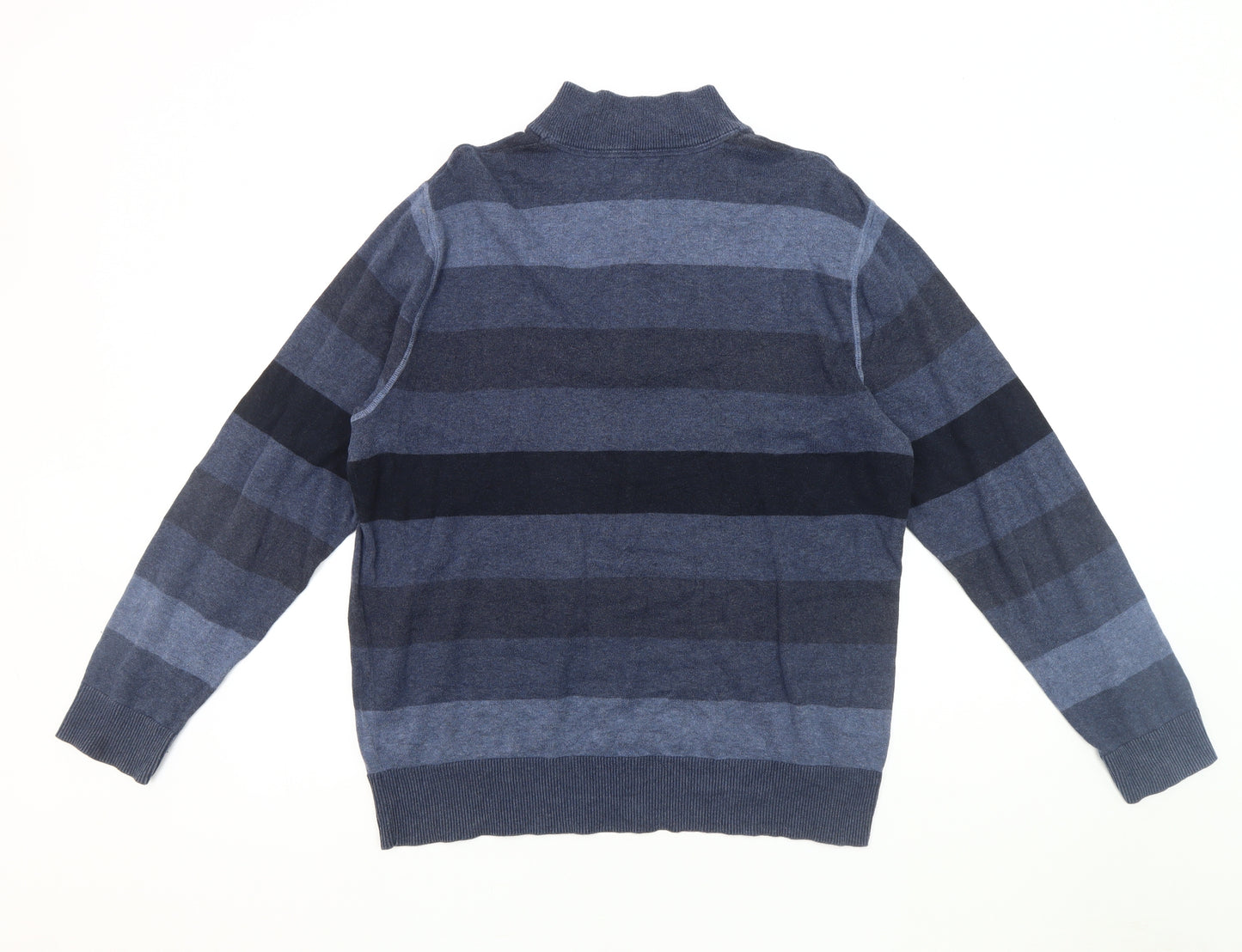 Banana Republic Men's Blue Striped 1/2 Zip Sweatshirt L