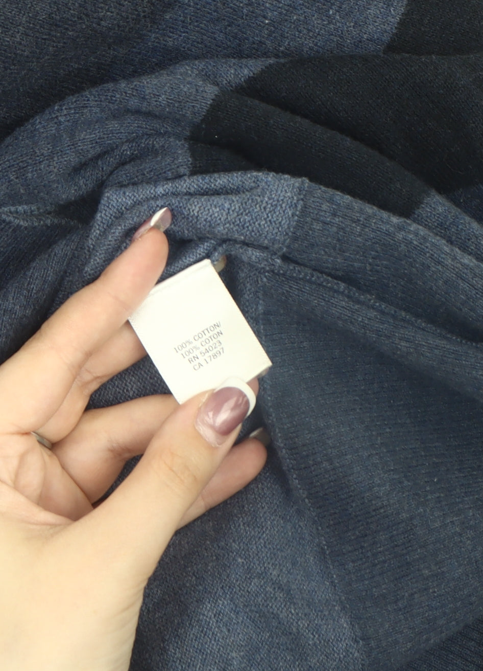 Banana Republic Men's Blue Striped 1/2 Zip Sweatshirt L