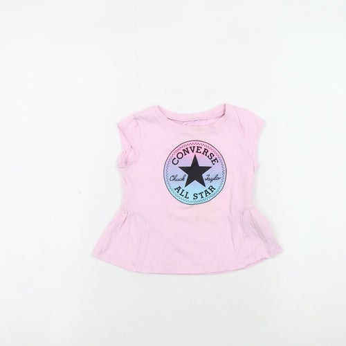 Converse Girls Pink Graphic T-Shirt, 24 Months