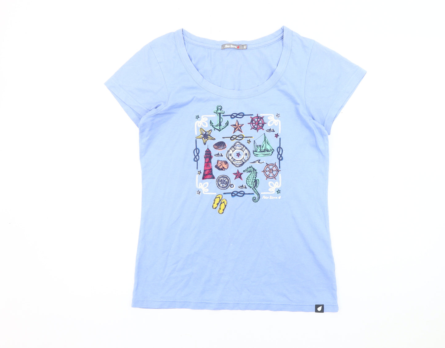 Peter Storm Women's Blue Nautical T-Shirt, Size 8
