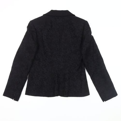 Laura Ashley Women's Black Floral Wool Blazer Size 10