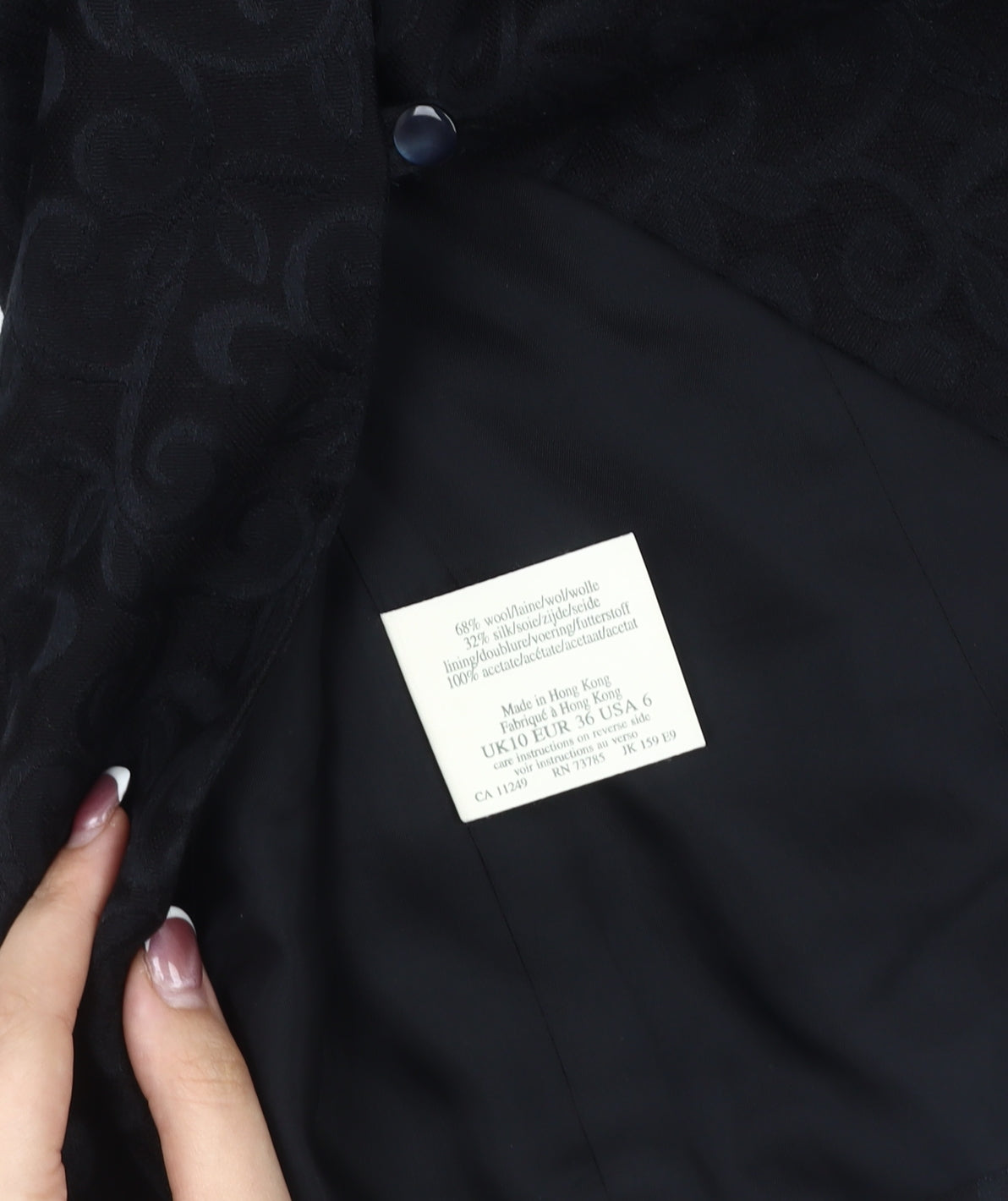 Laura Ashley Women's Black Floral Wool Blazer Size 10