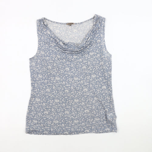 Jigsaw Women's Blue Floral Cowl Neck Tank Top M