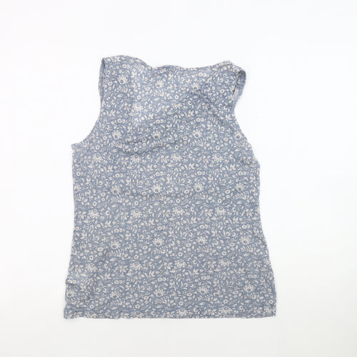 Jigsaw Women's Blue Floral Cowl Neck Tank Top M