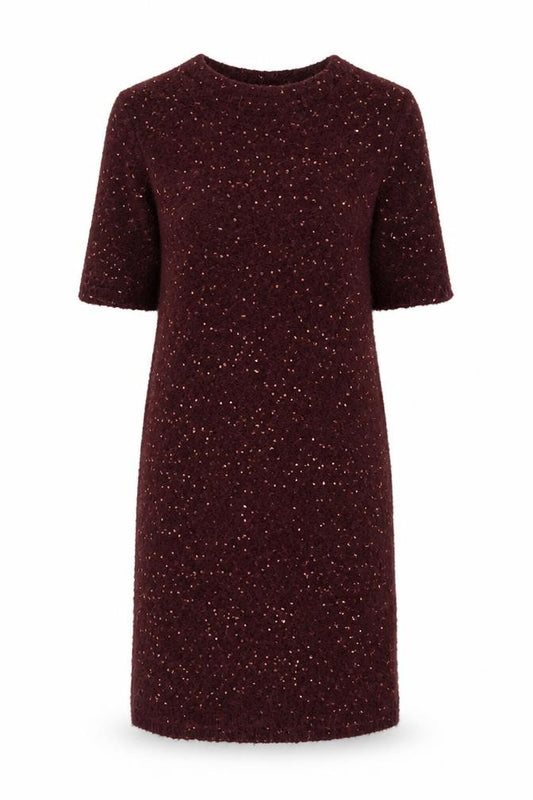 Front view of Jigsaw Women's Red Knit Dress with Sequins, size S