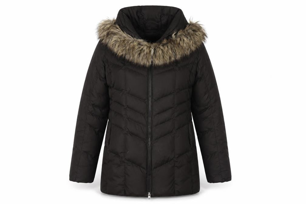 Front view of Lands' End Women's Black Puffer Jacket, size S