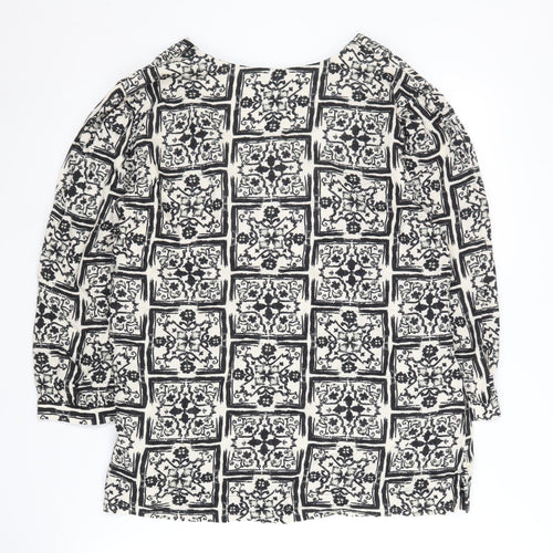 Next Women's Black Geometric Balloon Sleeve Top