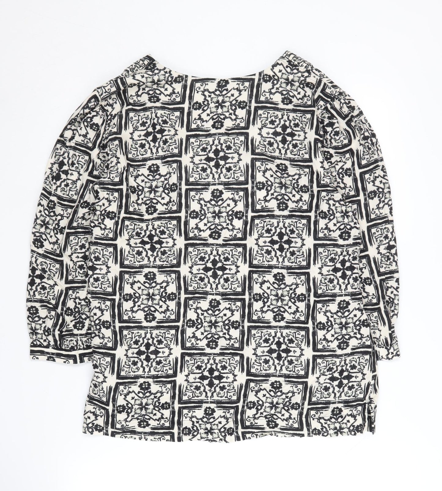 Next Women's Black Geometric Balloon Sleeve Top