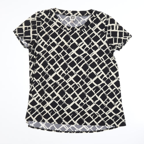 Anne Klein Women's Black Geometric T-Shirt L