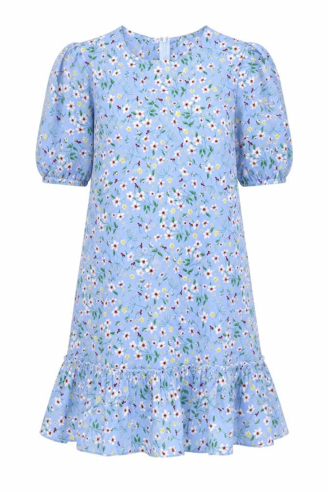 Front view of AX Paris Women's Blue Floral Dress, size 14