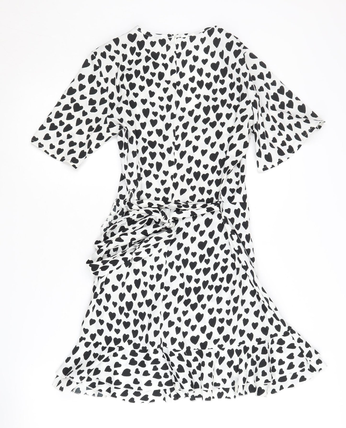 Quiz Women's White Heart Print Wrap Dress Size 10