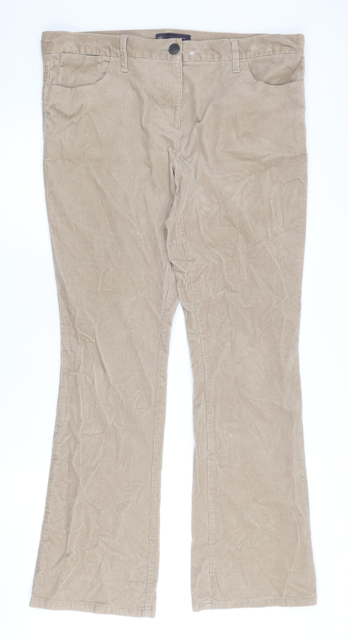 Marks and Spencer Women's Beige Flared Trousers Size 14