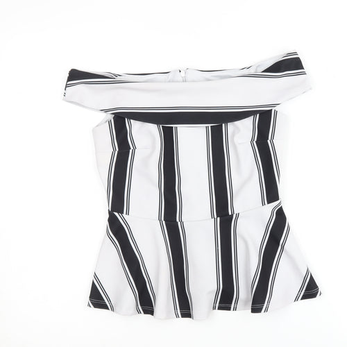 New Look Women's Black & White Striped Blouse, Size 10